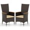 Outdoor PE Rattan Dining Chairs with Cushions High-Back Wicker Chairs with Acacia Wood Armrests